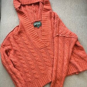 American Eagle Outfitters Women's Red Cable Knit Sweater